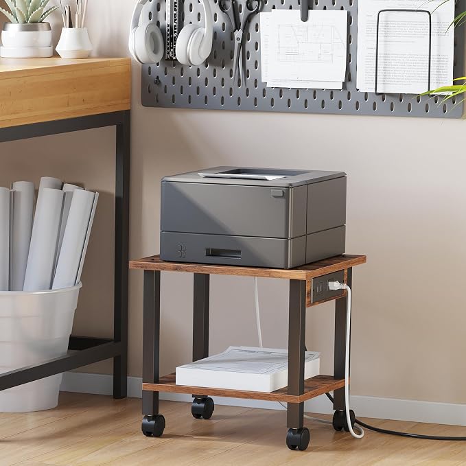 TUTOTAK 2 Tier Printer Stand, Rolling Printer Cart - Image 2