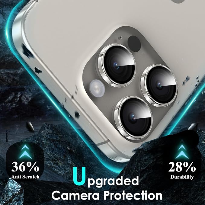 YWXTW Camera Lens Protector for iPhone 15 Pro/iPhone 15 Pro Max, HD Clear - Image 3