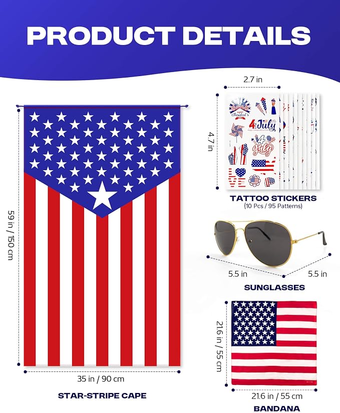 250 Year Wearable American Flag Cape Costume Set 250th Anniversary Merchandise - Image 6