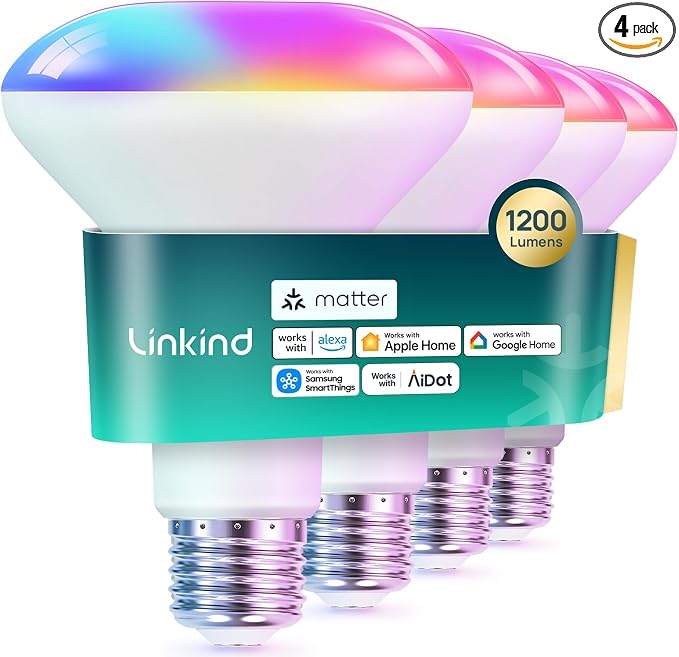 Linkind Matter Smart Light Bulb, 1200LM 85W BR30 Smart Flood Light Bulbs Work by Linkind