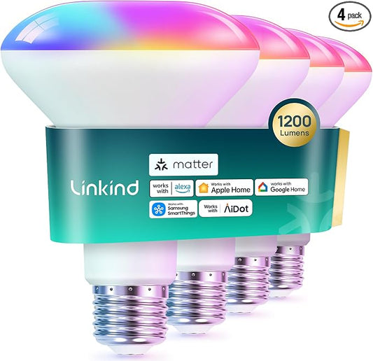 Linkind Matter Smart Light Bulb, 1200LM 85W BR30 Smart Flood Light Bulbs Work by Linkind
