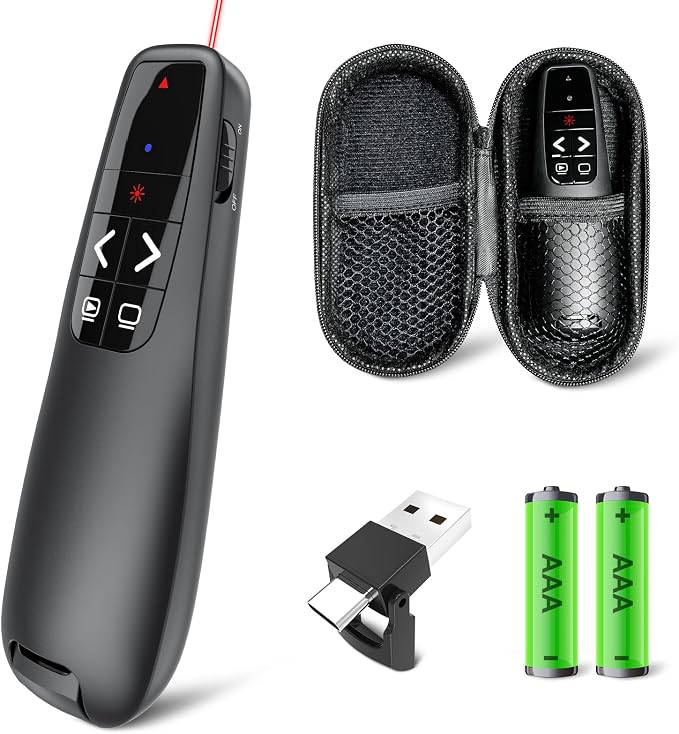 Presentation Clicker with Case Storage: Wireless Presenter Remote: Red Laser by UBUYONE%C2%AE