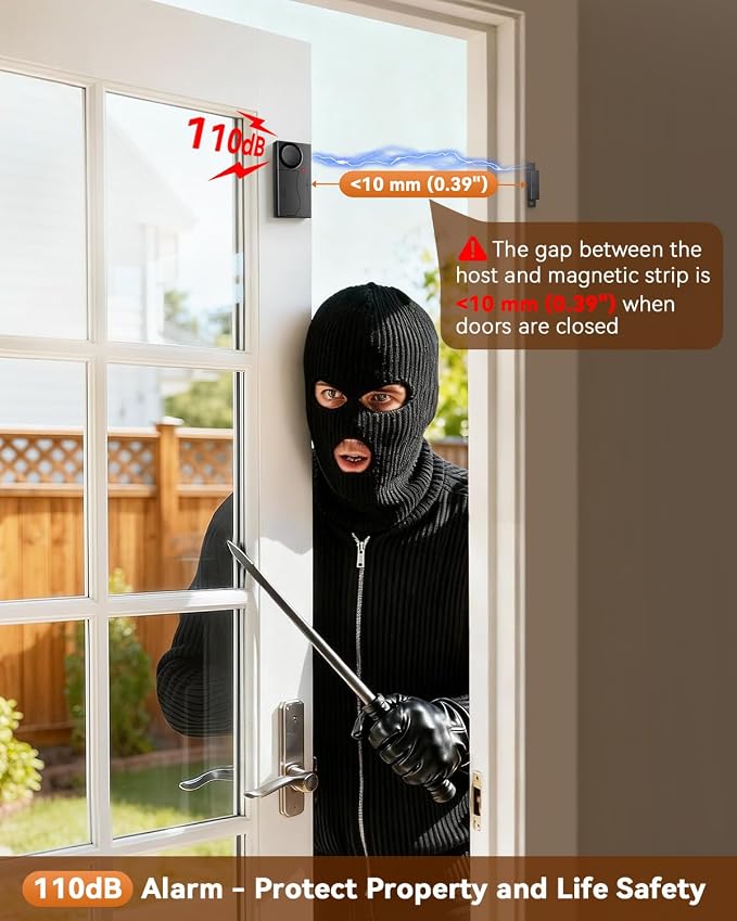 WSDCAM 110dB Door Alarm with Remote, Wireless Anti-Theft When Opened, Door - Image 4