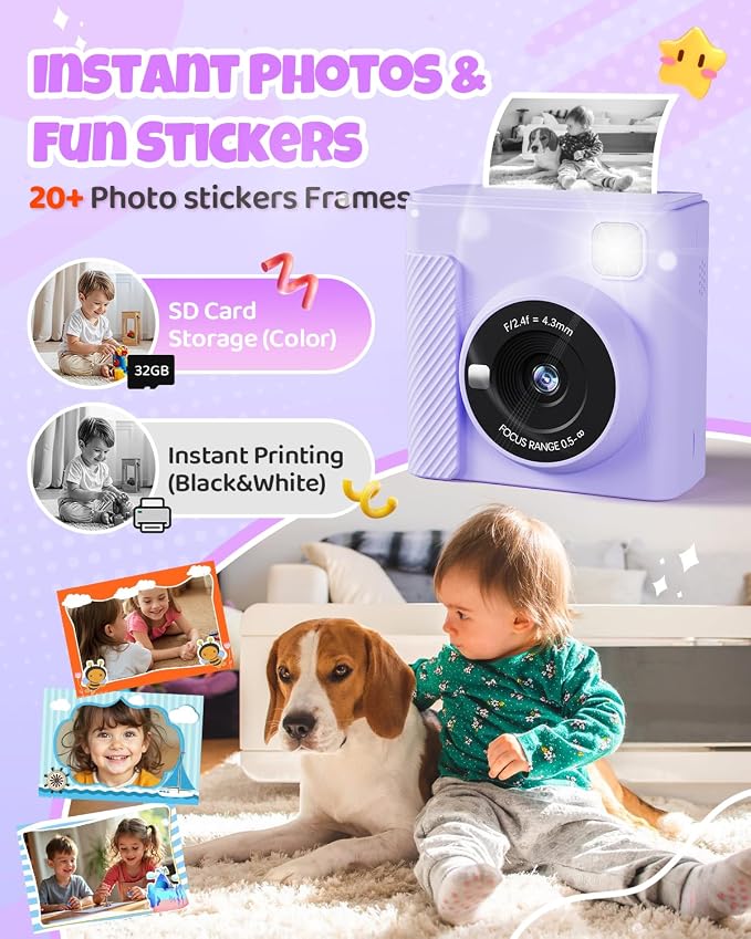 TIATUA Kids Instant Print Camera, Christmas Birthday Gifts - Image 3