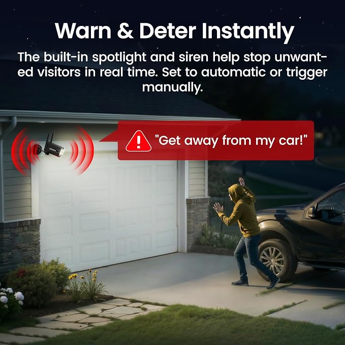 DEKCO Wired 2K Security Camera Outdoor, 180° Pan & 270° Coverage, 24/7 Constant - Image 6