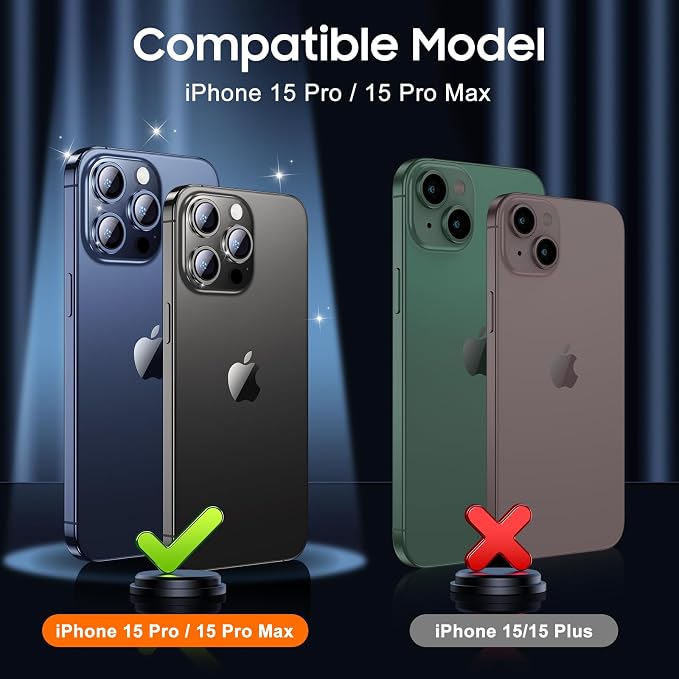 UniqueMe Compatible for 3 Pack iPhone 15 Pro/iPhone 15 Pro Max Camera Lens - Image 7