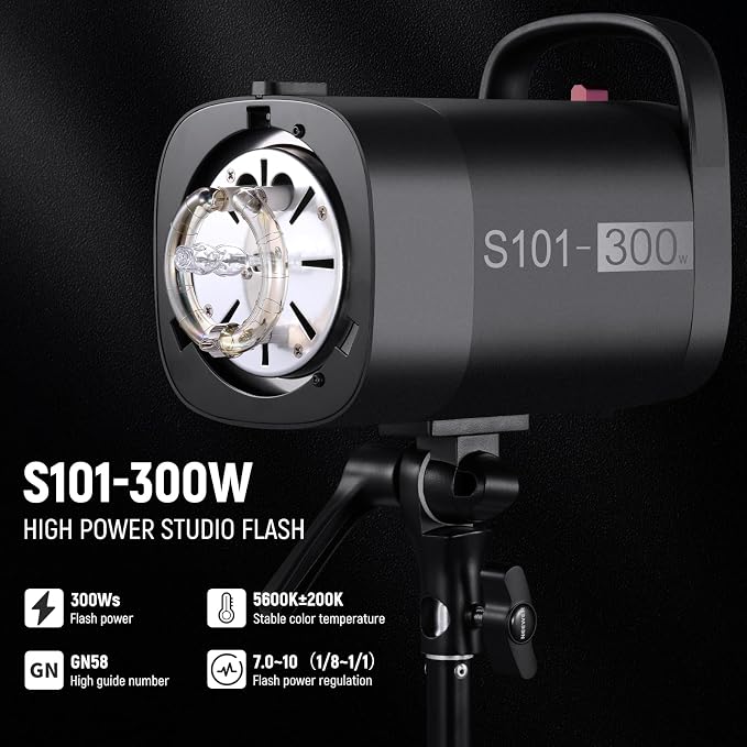 NEEWER 600Ws Studio Monolight Flash Light Kit: 2 Pack S101-300W 5600K Strobe - Image 2