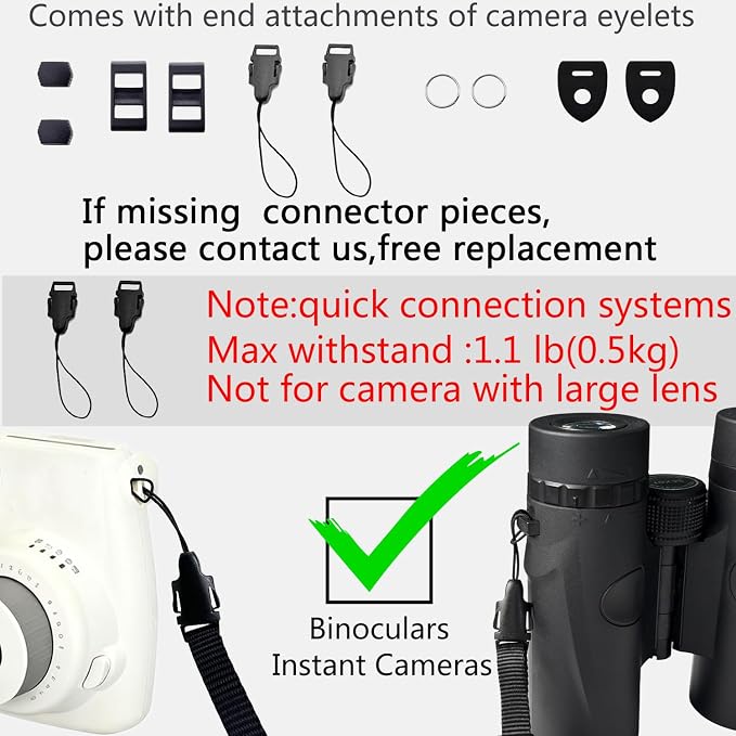 Camera Neck Strap/Thin Camera Strap or Binoculars Strap Black - Image 6