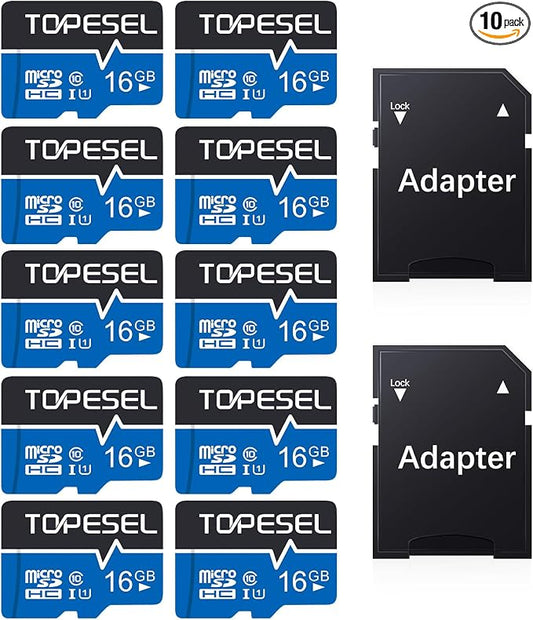 TOPESEL 10 Pack 16GB Micro SD Card by TOPESEL