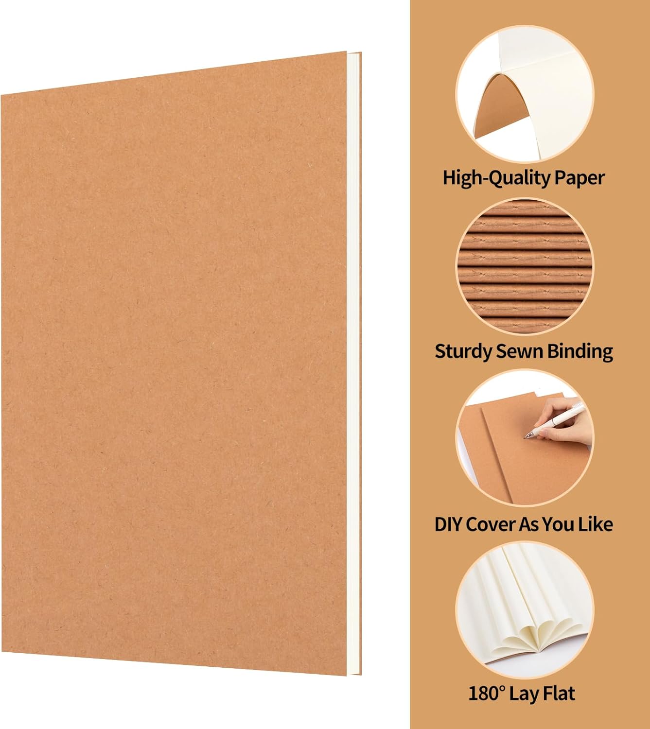 48 Pack A5 Blank Kraft Notebooks Bulk, Journaling Notebooks, Soft Cover Composition Notebook, 8.3x5.5 Inches 60 Pages Travel Journal Notebooks Set for Work, School, Student, Kids, Writing