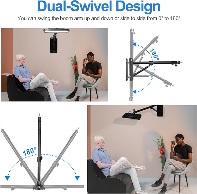 EMART Ring Light Wall Mount Boom Arm, Adjustable 51in/130cm Mounted Overhead - Image 2