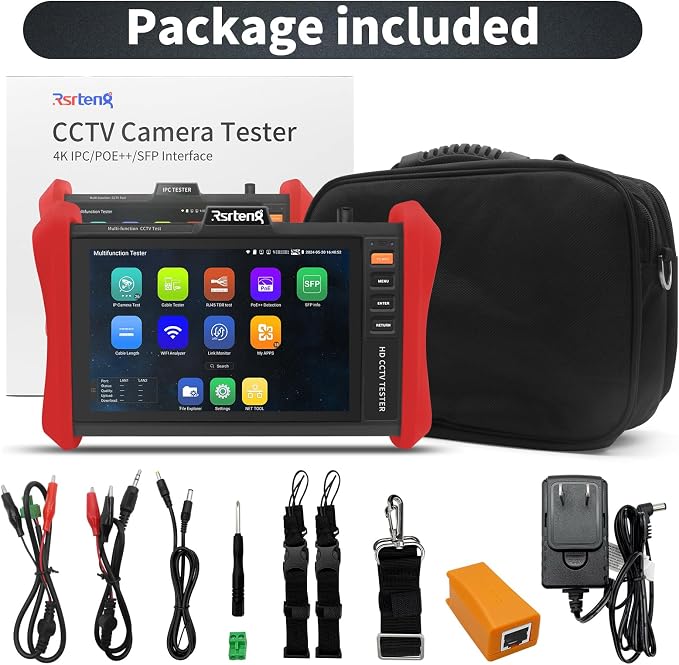 Rsrteng CCTV Tester 4K 12MP IP Camera Tester POE++ Max 90W POE Camera Test 8" - Image 8
