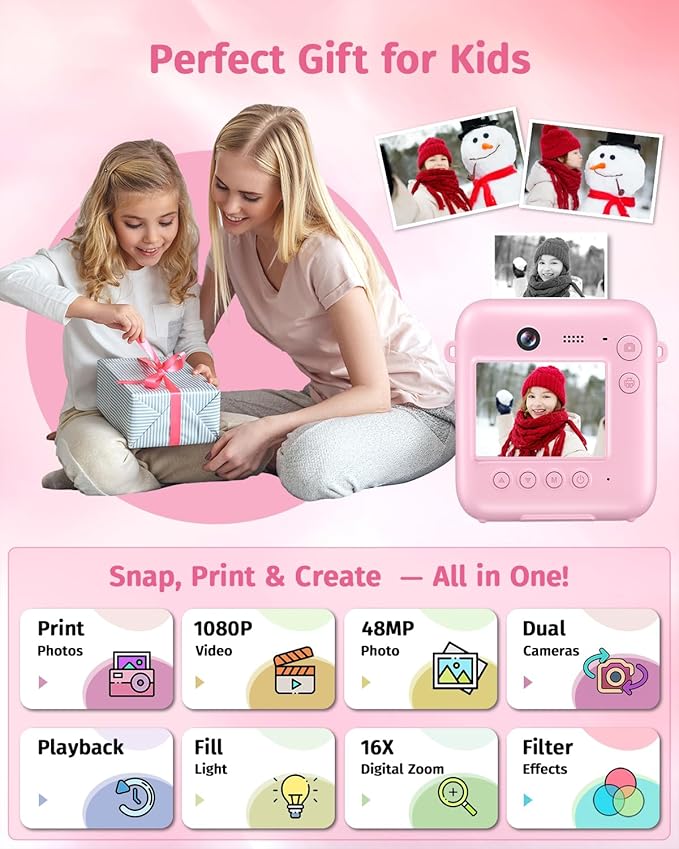 Instant Camera, Dual-Lens Kids Camera Instant Print - Image 2