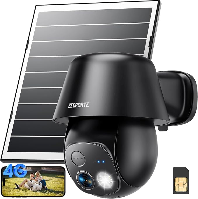 4G LTE Cellular Solar Security Cameras Wireless Outdoor, No WiFi Ultra Solar by ZEEPORTE+SECURITY