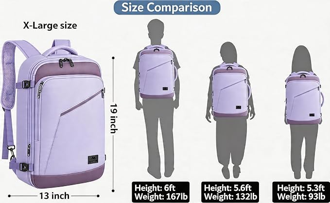 MATEIN Purple Travel Backpack, Large Capacity Carry on Backpack - Image 7