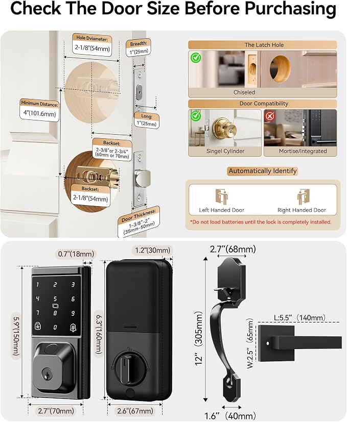Smart Door Lock with Handle Set, Keyless Entry Door Lock - Image 7