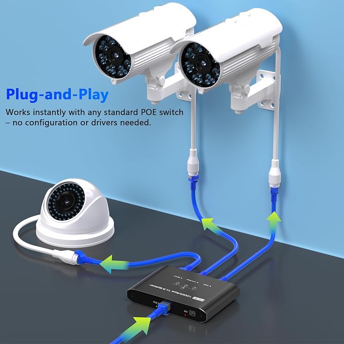 PoE Switch 1 in 3 Out, Gigabit 3 Port PoE Splitter, IEEE 802.3at/af Compliant - Image 6