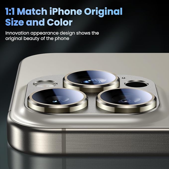Uyiton Compatible with iPhone 16 Pro/iPhone 16 Pro Max Camera Lens Protector - Image 5