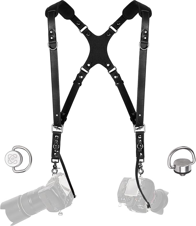 C Coiro Dual Camera Harness Shoulder Leather Camera Strap by CCoiro