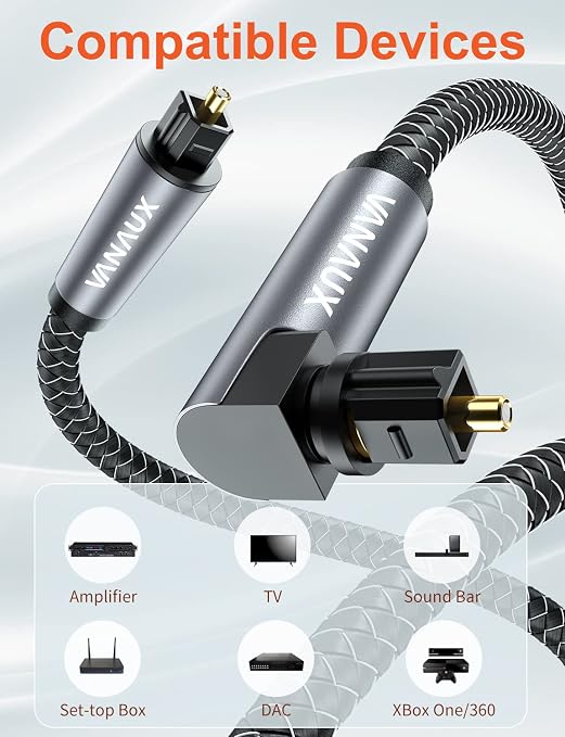 VANAUX 90 Degree Optical Cable, SPDIF Audio Optical Cable, 360 Degree Rotatable - Image 6