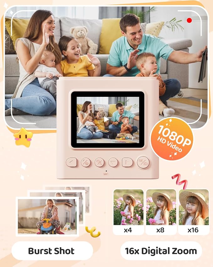 TIATUA Kids Instant Print Camera, Christmas Birthday Gifts - Image 4