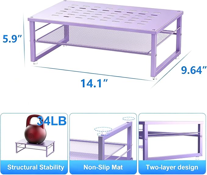 gianotter 2-Tier Metal Monitor Stand Riser, Office Desk Storage Organizer - Image 5