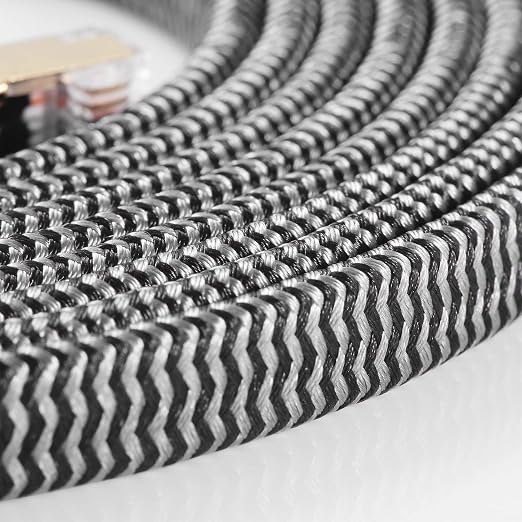 DanYee Cat 8 Ethernet Cable, 15FT Nylon Braided Flat Network Cable High Speed - Image 5