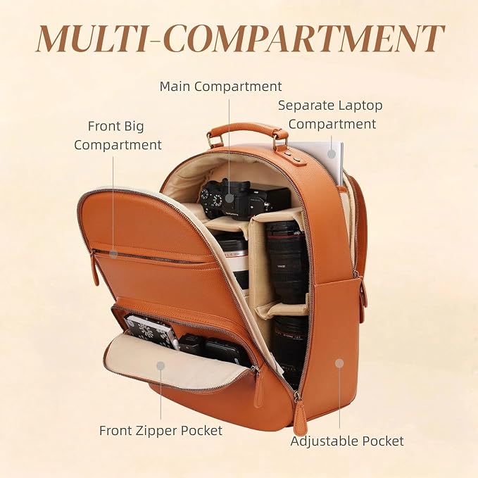 Camera Backpack Classic PU Leather - Image 7