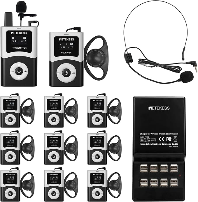 Retekess T130U Audio Tour Guide System, Tour Guide Headsets by Retekess