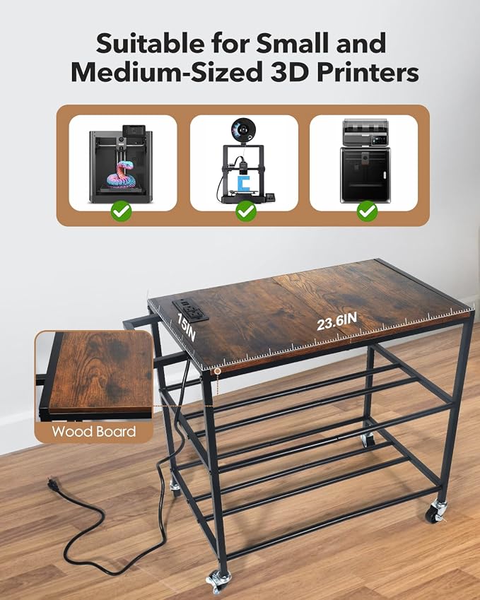 3D Printer Stand with Filaments Storage-Small 3D Printer Table - Image 3