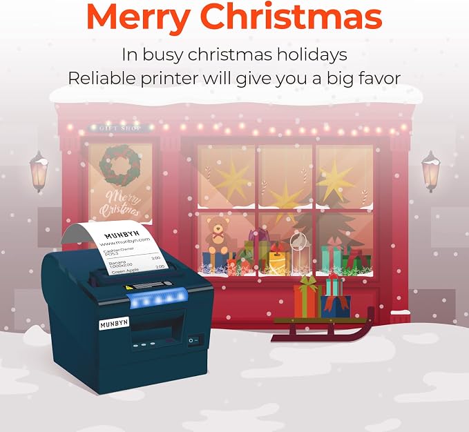 MUNBYN Receipt Printer P068, 3 1/8" 80mm Direct Thermal Printer, POS Printer - Image 8