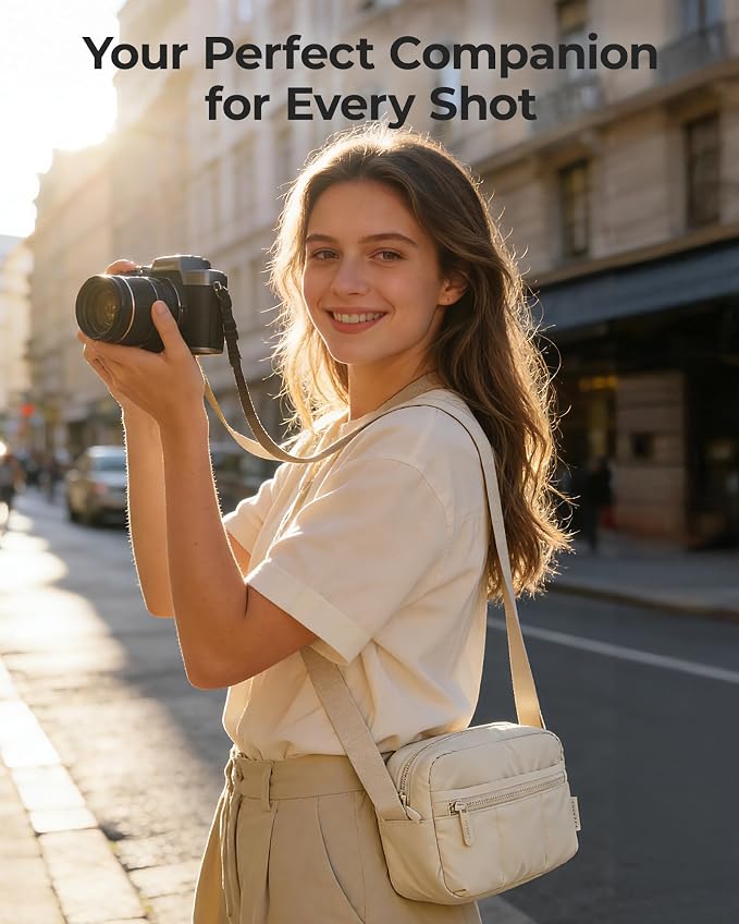BAGSMART 2 in 1 Puffy Camera Sling Bag Small Camera Shoulder Bag - Image 2