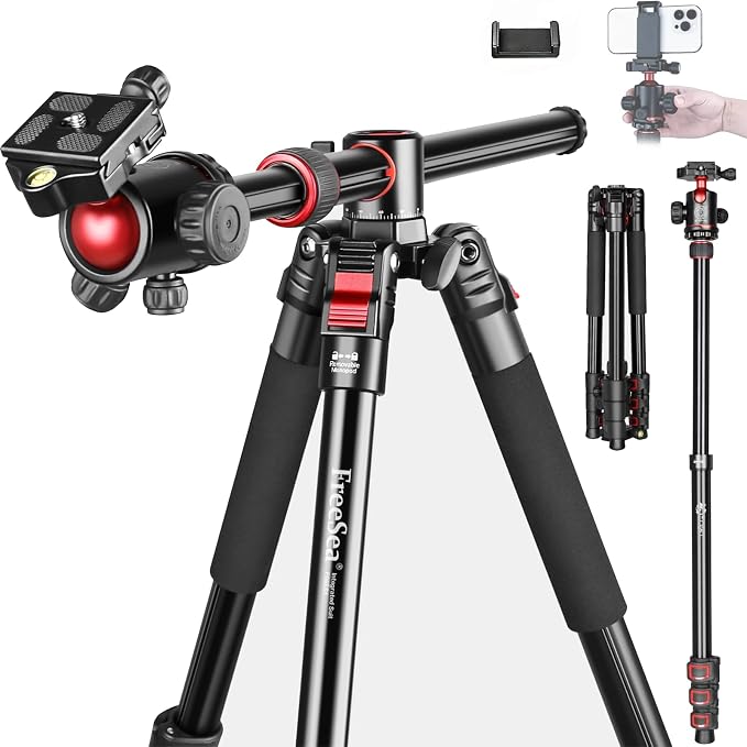 FreeSea 72 inch Camera Tripod, Transverse Center Column Aluminium DSLR Tripod by FreeSea