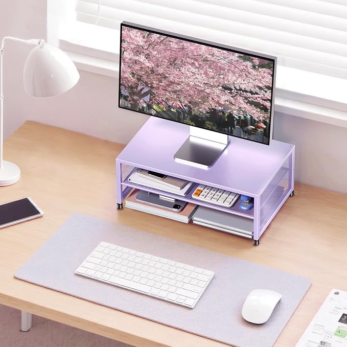 ECOLOVI 2-Tier Computer Monitor Stand Riser, Desk Organizer - Image 5