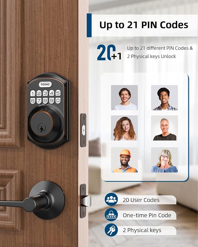 TEEHO TE001L Keyless Entry Door Lock - Image 2