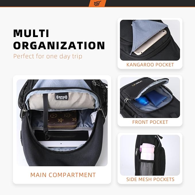 SKYSPER Sling Bag RFID Crossbody Sling Backpack Cross Body Shoulder Bag Travel - Image 2
