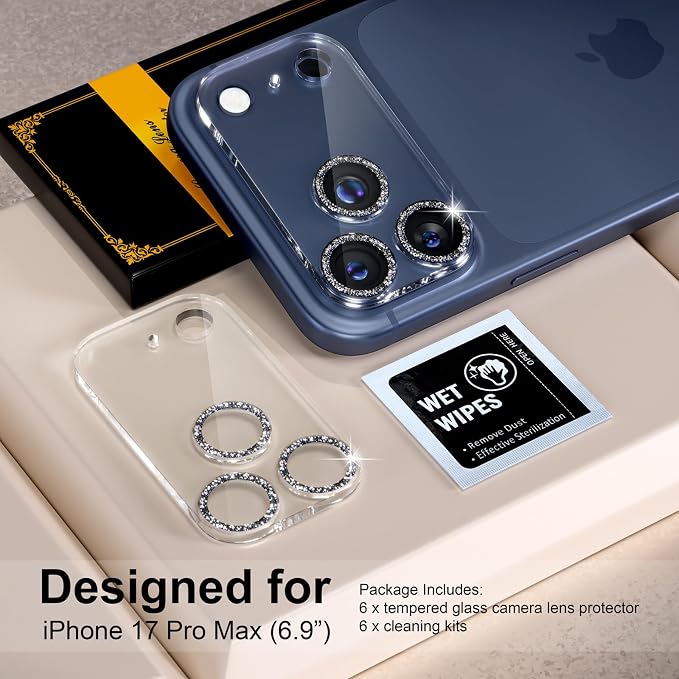 for 6 Pack iPhone 17 Pro Max Camera Lens Protector 9H Tempered Glass Camera - Image 2