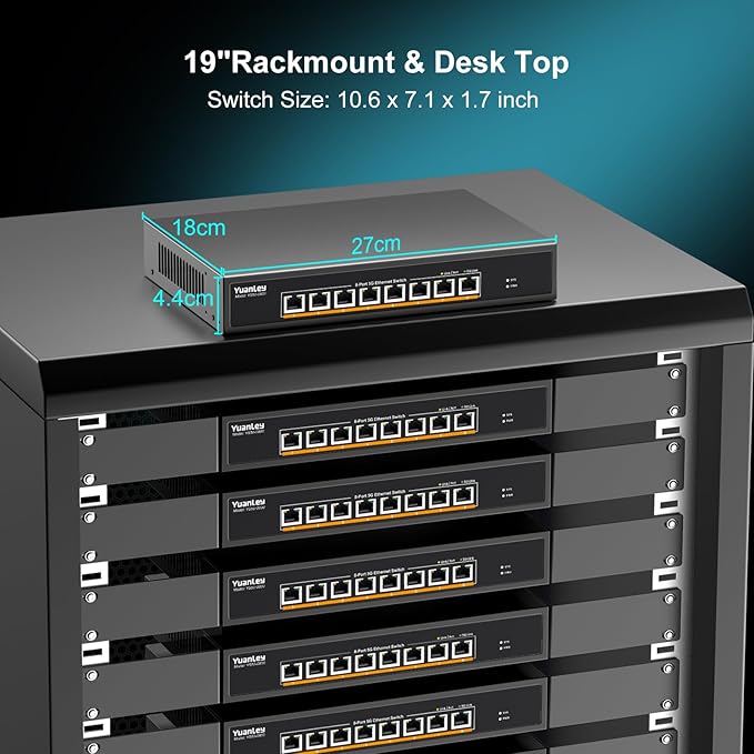 YuanLey 8-Port 5G Ethernet Switch, 8 x 5Gbps RJ45 Ports, Support - Image 5
