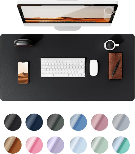 YSAGi Leather Desk Pad Protector, Office Desk Mat, Large Mouse Pad, Non-Slip PU Leather Desk Blotter, Laptop Desk Pad, Waterproof Desk Writing Pad for Office and Home (Black, 23.6" x 13.8")