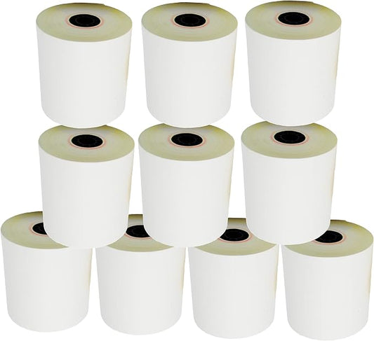 3'' x 95' White/Canary 2 Ply Carbonless Kitchen Printer Paper Cash Register by BuyRegisterRolls%C2%AE