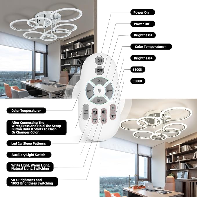 7-Ring Modern LED Flush Mount Ceiling Light - Image 6