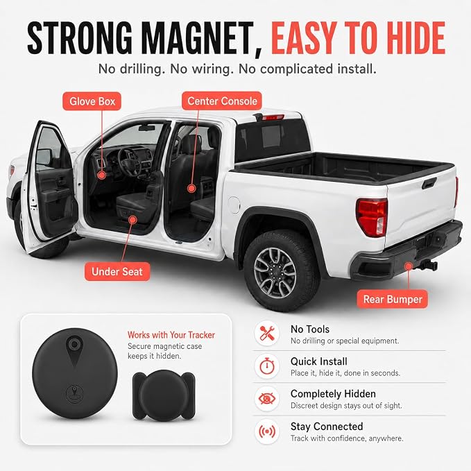 GPS Tracker for Vehicles, No Monthly Fee or SIM Card Needed, Magnetic GPS - Image 3