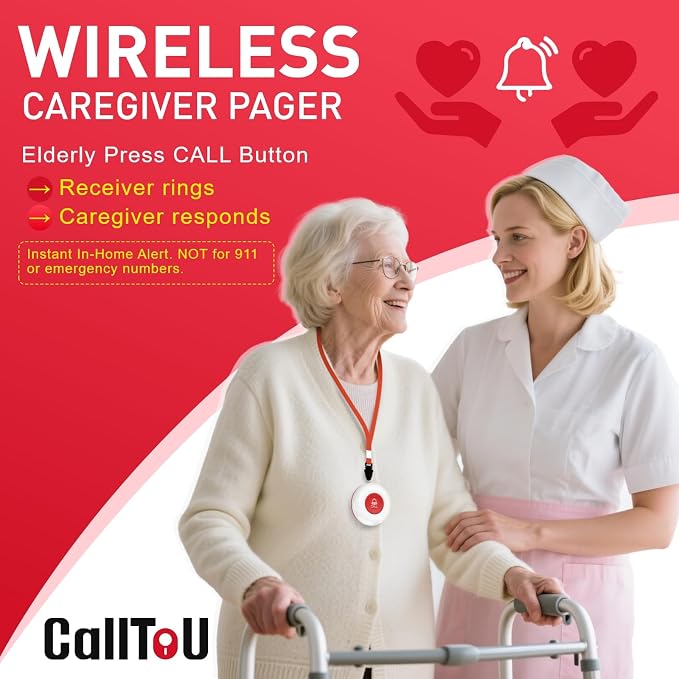CallToU Caregiver Pager Wireless Call Button Nurse Alert System 500+ Feet - Image 2