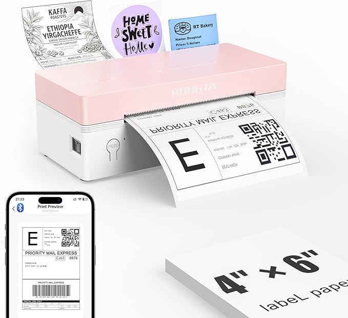 Rongta 4x6 Bluetooth Thermal Label Printer, Wireless Shipping Label Printers by RONGTA