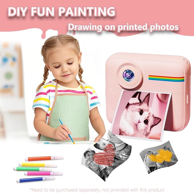 Kids Camera Instant Print with Color Printing Paper and Protective Case 32GB - Image 4