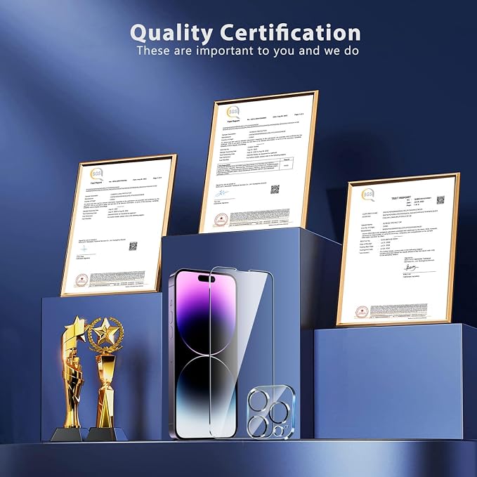 QHOHQ 3 Pack Screen Protector for iPhone 14 Pro Max 6.7 Inch - Image 4