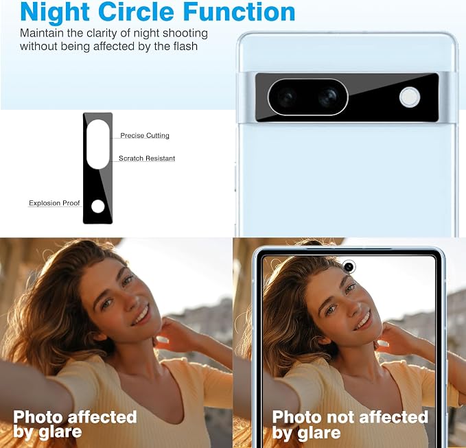 OMOTON Screen Protector for Google Pixel 7A 5G, 3 Pack Tempered Glass & Camera - Image 6