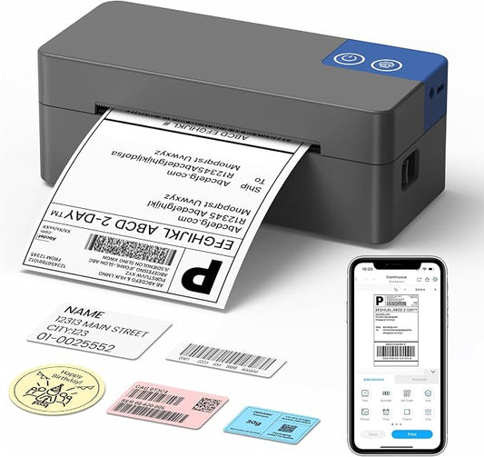 Bluetooth Thermal Shipping Label Printer, 4x6 Portable Thermal Label Printer by ETIKEZ