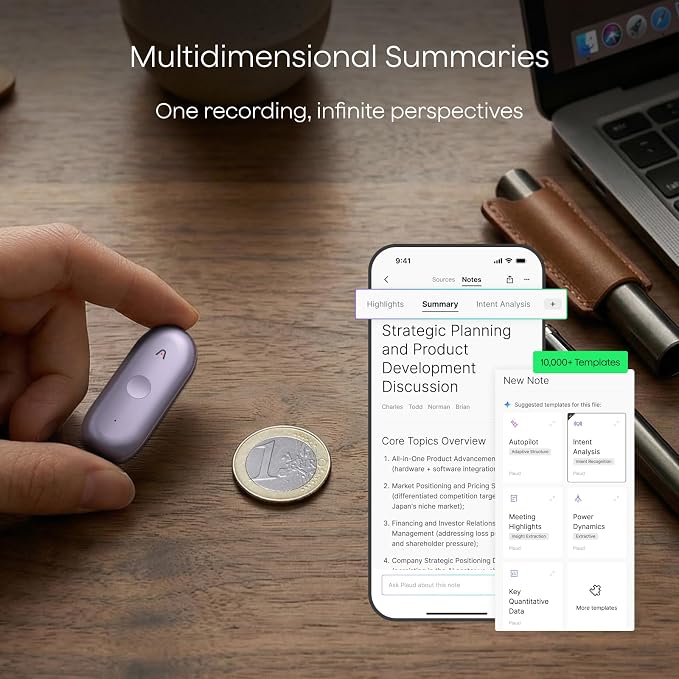 Plaud NotePin S AI Voice Recorder, Wearable AI Notetaker, AI Transcribe & - Image 6
