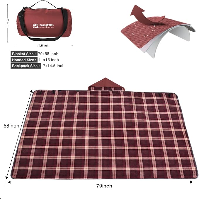 DUKUSEEK Stadium Blanket for Outdoor Sports, Waterproof Hooded Blankets for - Image 4